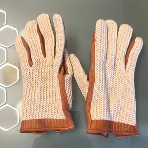 Vintage tan leather &stitch driving gloves s/m 8.5